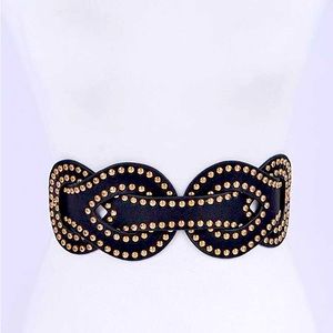 Plus Size Black & Gold Studded Corset Statement Belt